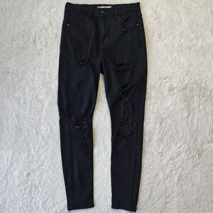 Topshop Moto Jamie Ripped Jeans Women's 30x30 Black Skinny Destructed Alt Goth
